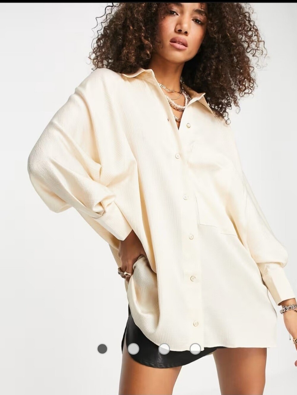 Topshop oversized cream satin shirt sz 8